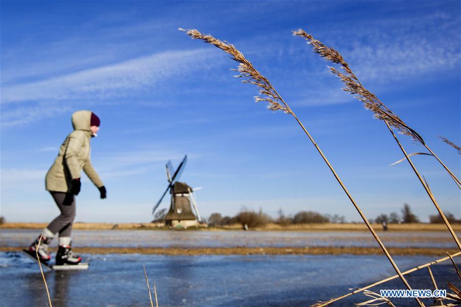 THE NETHERLANDS-FRISLAND-NATURAL ICE-SKATING