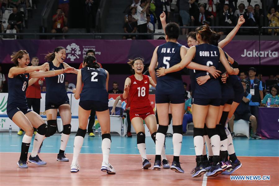 (SP)INDONESIA-JAKARTA-ASIAN GAMES-WOMEN'S VOLLEYBALL FINAL-CHINA VS THAILAND