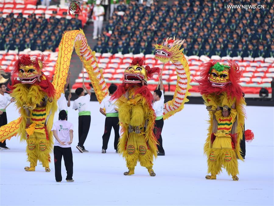 (SP)CHINA-WUHAN-7TH MILITARY WORLD GAMES-OPENING CEREMONY-WARMING-UP